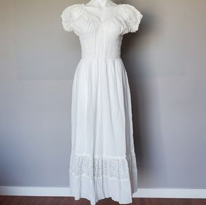 🌺 Anna-kaci white boho cottagecore lace smocked maxi dress